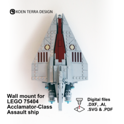 Wall mount for LEGO 75404 midi scale Acclamator-Class Assault Ship - Laser cut files