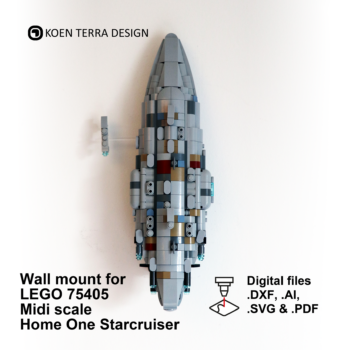 Wall mount for LEGO 75405 midi scale Home One Starcruiser - Laser cut files